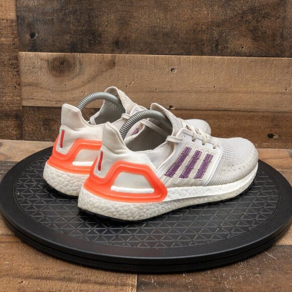 ADIDAS ULTRABOOOST 20 PRIMEKNIT WOMENS ATHLETIC SHOES WHITE PURPLE PINK SIZE 8 - Picture 8 of 9
